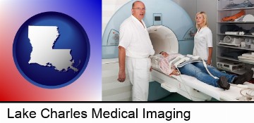 a magnetic resonance imaging machine with a technician, nurse, and patient in Lake Charles, LA